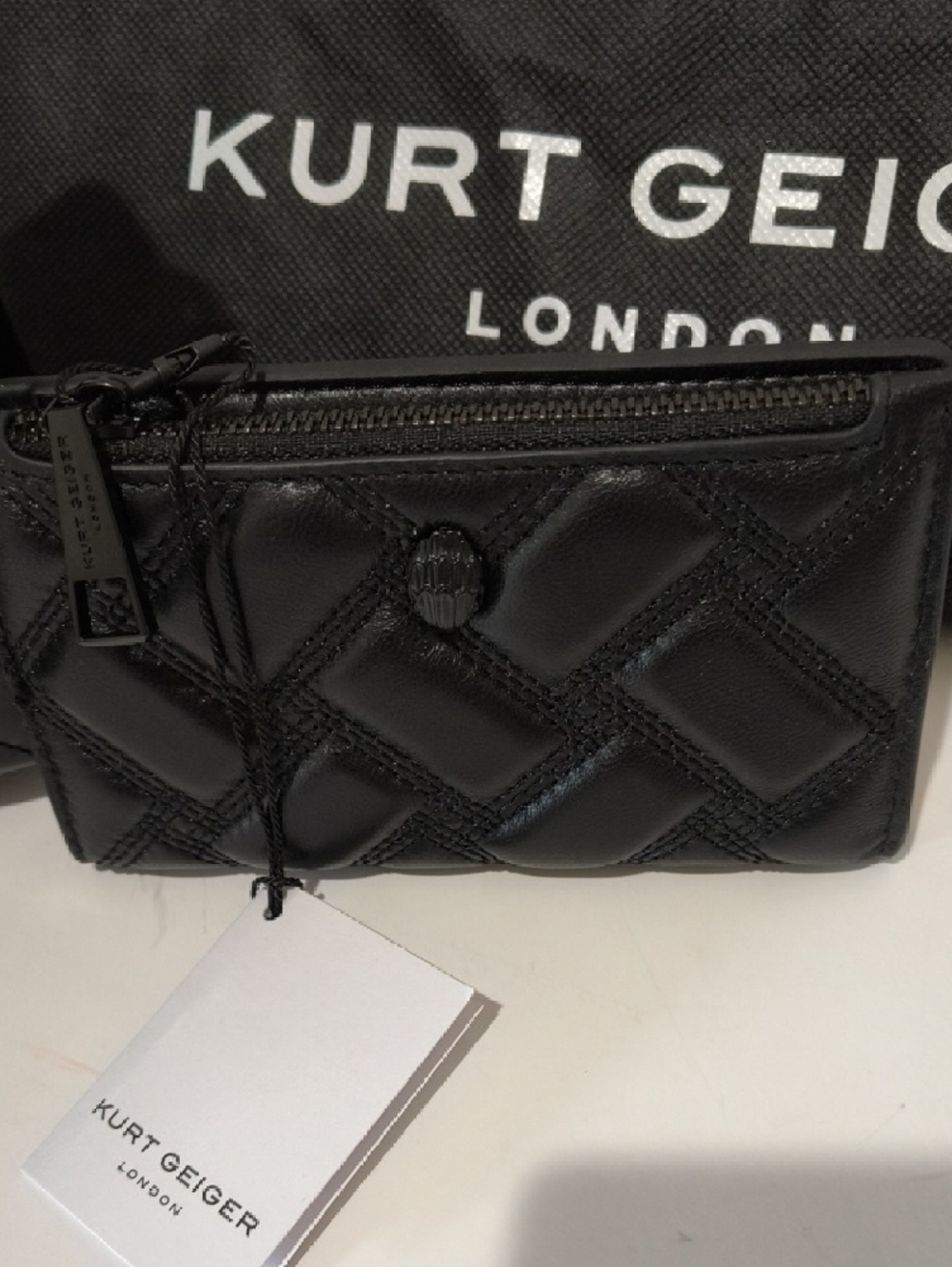 Kurt Geiger Black Quilted Patent Shoulder Bag with Chain And Crossbody Strap - Picture 3 of 17